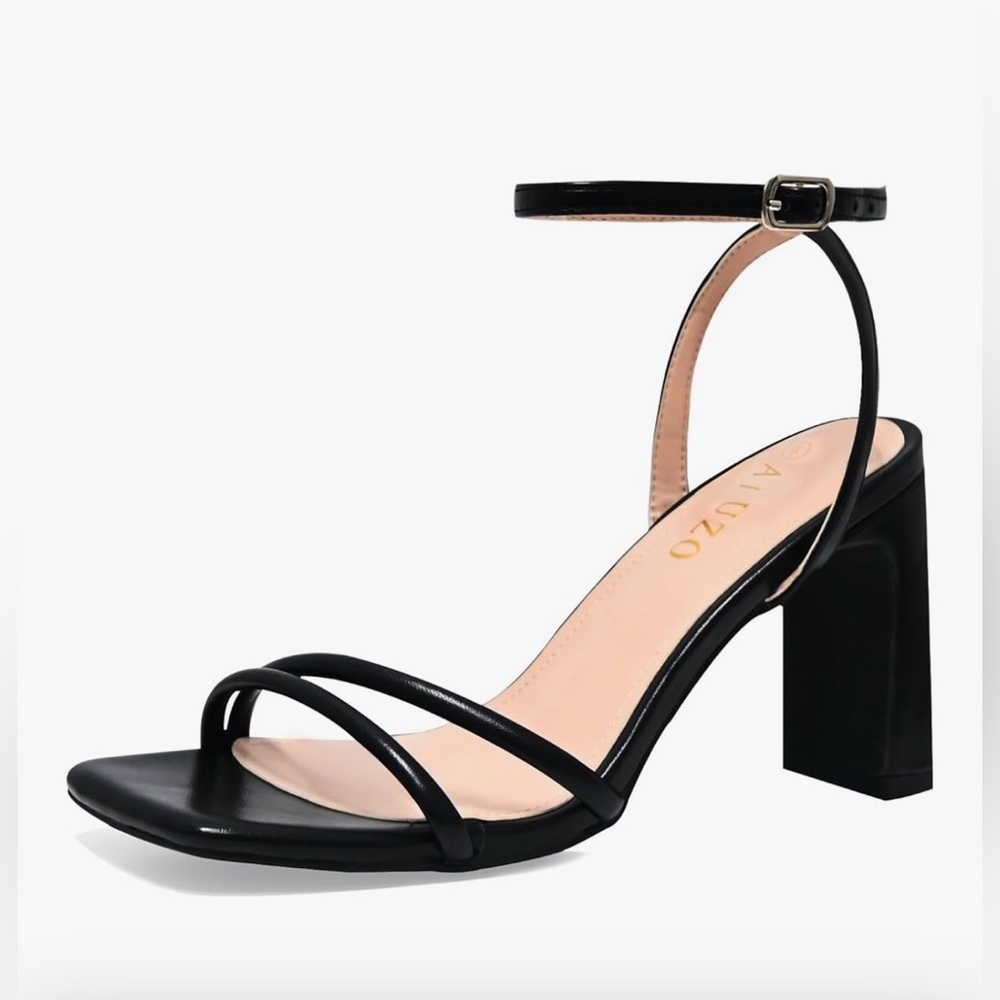 NEW Square Open Toe High Heels Crossed Ankle Strap Heeled Sandal Shoes 7.5